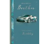 Kingfisher Cards Special Brother Birthday Card - Happy Birthday Card with Silver Sports Car Design and Embossed Foil Details - Birthday Card for Men/Boys