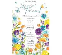 Kingfisher Cards Special Friend Female Birthday Card - Flowers, Butterflies and Verse Embossed with Foil Details