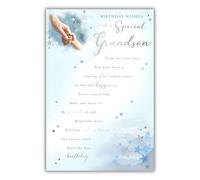Kingfisher Cards Special Grandson Birthday Card - Happy Birthday Card for Men or Boys with Sentimental Poem and Stars Design with a Foil Finish