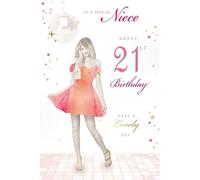 Kingfisher Cards Special Niece 21st Birthday Card, Pink and Gold Design, 15 x 23 cm