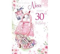 Kingfisher Cards Special Niece 30th Birthday Card, Pink Floral Design, 15 x 23 cm