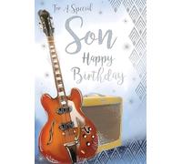 Kingfisher Cards Special Son Birthday Card - Happy Birthday Card with Contemporary Guitar Music Design with an Embossed Foil Finish - Birthday Card for Men or Boys