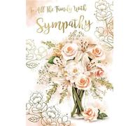 Kingfisher Cards - Sympathy Card To All the Family - Floral Bouquet Design -Thoughtful Message Inside