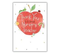 Kingfisher Cards Thank You Nursery Teacher Card - Cute Apple Design - To a Very Special Nursery Teacher - Foil Finish