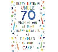Kingfisher Cards Uncle 70th Birthday Card, Colourful Stars Design, 15 x 23 cm