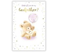 Kingfisher Cards Will You Be My Godfather? Greeting Card - Adorable Teddy Bear Design - Godmother Proposal Card for Him - Foil Finish