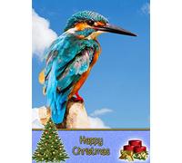 Kingfisher Christmas Card 'Happy Christmas' - Special Xmas Card for Him Her Kids Male Female
