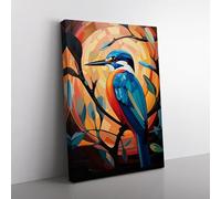 Kingfisher Constructivism Art No.2 Canvas Print for Living Room Bedroom Home Office Décor, Wall Art Picture Ready to Hang, 76x50 cm (30x20 Inch)