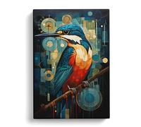 Kingfisher Constructivism Art No.3 Canvas Print for Living Room Bedroom Home Office Décor, Wall Art Picture Ready to Hang, 30x20 Inch (76x50 cm)