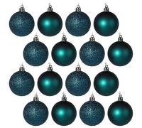Kingfisher Deep Teal Blue Christmas Tree Baubles Decorations - Set of 16