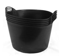 Flexi Tub Multi-Purpose Plastic Trug - 65 Litre Capacity - Pack of 5, Flexible, Bucket, Robust, Strong, Rubble Bucket