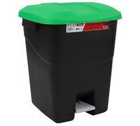 Kingfisher Direct Pedal Operated Litter Bin - 50 Litre - Green Lid