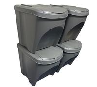 Kingfisher Direct Simpler Recycling Stackinbin Set Of 4 Small Parts Bins - 25L - Grey