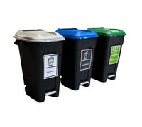 Kingfisher Direct Simpler Recycling Station - X3 Wheelie Bins With A4 Stickers-120 Litres