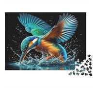 Kingfisher Dive Action 1000 Pieces Jigsaw Puzzles Adults Colorful Kingfisher Splashing Water Mid Flight Premium Sturdy Vibrant Challenging Hard Stress Relief 38x26cm/1000pcs