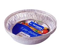 Kingfisher Foil Pie Dishes, Silver, Large, Pack of 5