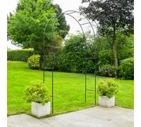 Kingfisher Garden Black Metal Garden Arch 2.4M Decorative Climbing Plant Support Arch Obelisk
