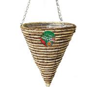 Kingfisher 30cm Rope Cone Hanging Lined Basket Chain Wicker Patio Garden Plants