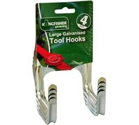 Kingfisher Garden Kingfisher 4 Pack Large Galvanised Tool Hooks