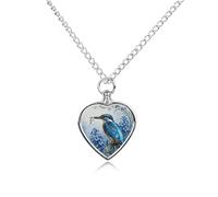 Kingfisher Hyacinth Bloom Pet Cremation Jewelry for Ashes Waterproof Urn Necklace with Filling Kit Heart Pendant Ash Necklace Memorial Keepsake Jewelry Custom Sympathy Gift for Dog Cat Human Ashes