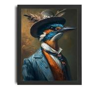 Kingfisher In A Suit Poster Art Vintage Animal Wall Art Bird Artwork Bird Print A4 Poster on Canvas - Wall Art Home Decor Movie Poster Canvas Film Cinema Retro Vintage Cult Classic Nostargic Saga Mod