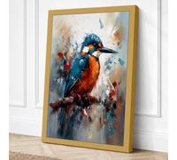 Kingfisher in Motion Boho Canvas Wall Art Print 24x16 Inch