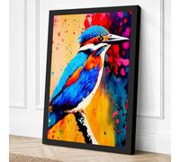Kingfisher in Motion Canvas Wall Art Print 24x16 Inch