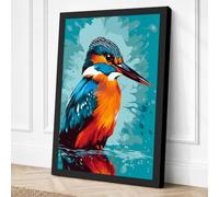 Kingfisher in Turquoise Canvas Wall Art Print 18x12 Inch | Ready to Hang, Gallery Wrapped, Fade-Resistant Inks, Securely Packaged, UK Made