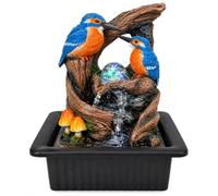Kingfisher Indoor Tabletop Water Fountain with RGB LED Light & Spinning Glass Ball, USB Resin Bird Water Feature for Home, Office, Meditation & Nature Décor, 25cm