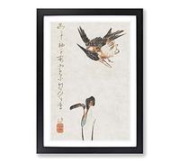 Kingfisher & Irises by Utagawa Hiroshige Framed Print | A2 Black Framed Wall Art | Ready to Hang | Asian Nature Picture | Living Room Bedroom Lounge Office