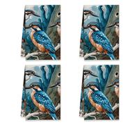 Kingfisher Kitchen Towels Set of 4, Nature Realistic Tree Branch None Blue Absorbent Soft Tea Towels Rv Kitchen Decoration 16x24 Inch