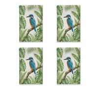 Kingfisher Kitchen Towels Set of 4, Tropical Nature Leaves Branch Summer Blue Absorbent Soft Dish Coths Cooking Essentials 16x24 Inch