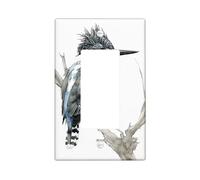 Kingfisher Light Switch Cover Plates/Outlet Covers, Blue and White Winter Bird Design, Modern Home Wall Decor, Thermoplastic Standard Size Single Rocker