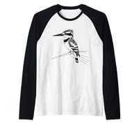 Kingfisher Line Art Birdwatcher Raglan Baseball Tee