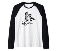 Kingfisher Line Art Birdwatcher Raglan Baseball Tee