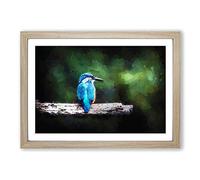 Kingfisher Looking West in Abstract Framed Print | A2 Oak Framed Wall Art | Ready to Hang | Abstract Fantasy Picture | Living Room Bedroom Lounge Office