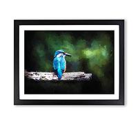 Kingfisher Looking West In Abstract Modern Art Framed Print | A2 Black Framed Wall Art | Ready to Hang | Abstract Fantasy Picture | Living Room Bedroom Lounge Office