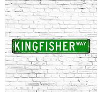 Kingfisher Metal Street Sign Rustic Pet Metal Wall Art Aluminum Outdoor Animal Lover Gift Decorative Vintage Rustic Retro Wall Decor Funny Metal Tin Sign for Entryway Front Door Office 3x18in
