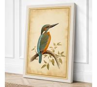 Kingfisher on Branch Canvas Wall Art Print 18x12 Inch (46 x 30 cm)