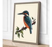 Kingfisher on Branch Canvas Wall Art Print 18x12 Inch (46 x 30 cm)