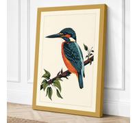 Kingfisher on Branch Canvas Wall Art Print 24x16 Inch
