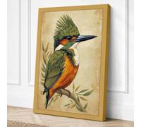 Kingfisher on Branch Canvas Wall Art Print 24x16 Inch