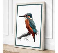Kingfisher on Branch Canvas Wall Art Print 24x16 Inch