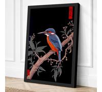 Kingfisher on Branch Canvas Wall Art Print 24x16 Inch