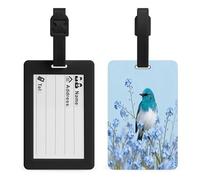 Kingfisher on Forget-Me-Not Luggage Tags for Suitcases Personalized Luggage Tags Business Card Holder Travel ID Bag Tag with Address Card Quick Spot Baggage Identifier for Carry On