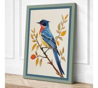 Kingfisher on Golden Branch Canvas Wall Art Print 18x12 Inch (46 x 30 cm)