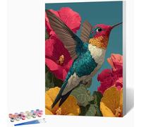 Kingfisher Paint by Numbers for Adults, Flowers Adult Paint by Numbers Canvas Kits, Hobbies for Adults Women, DIY Color Oil Painting Acrylic Painting for Beginners, Gifts, Decor 12x16 inch -WX251066