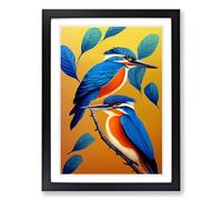 Kingfisher Painting Conceptual Art Framed Print | A2 Black Framed Wall Art | Ready to Hang | Modern Historical Picture | Living Room Bedroom Lounge Office