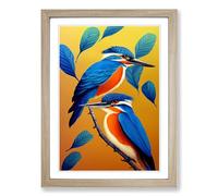Kingfisher Painting Conceptual Art Framed Print | A2 Oak Framed Wall Art | Ready to Hang | Modern Historical Picture | Living Room Bedroom Lounge Office
