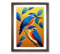 Kingfisher Painting Conceptual Art Framed Print | A2 Walnut Framed Wall Art | Ready to Hang | Modern Historical Picture | Living Room Bedroom Lounge Office